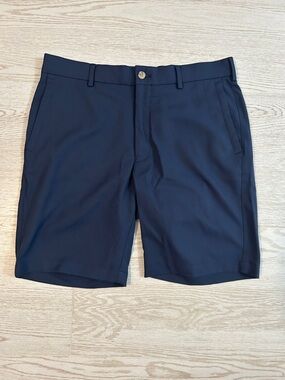 Peter Millar Navy Flat-Front Performance Shorts